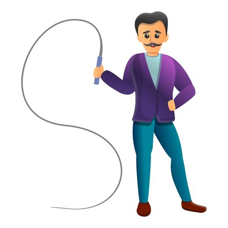 Trainer with whip icon. Cartoon of trainer with whip vector icon for web design isolated on white backgroundのイラスト素材
