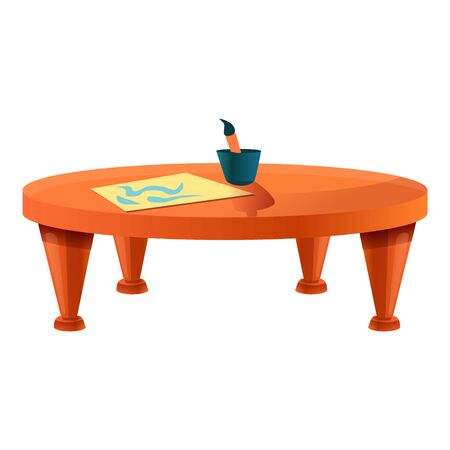 Round table icon. Cartoon of round table vector icon for web design isolated on white backgroundのイラスト素材
