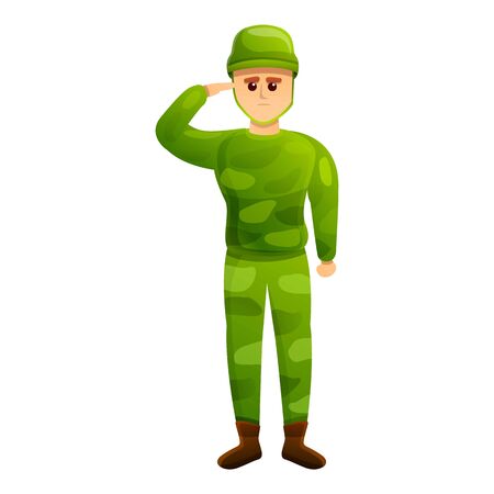 Army soldier icon. Cartoon of army soldier vector icon for web design isolated on white backgroundのイラスト素材