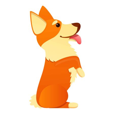 Comic corgi dog icon. Cartoon of comic corgi dog vector icon for web design isolated on white backgroundのイラスト素材