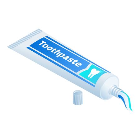 Toothpaste icon. Isometric of toothpaste icon for web design isolated on white backgroundの写真素材