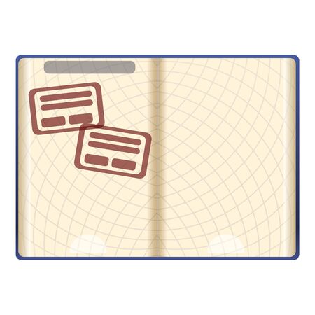 Open passport icon. Cartoon of open passport vector icon for web design isolated on white backgroundのイラスト素材