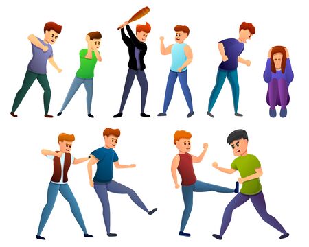 Violence icons set. Cartoon set of violence vector icons for web designのイラスト素材