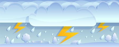 Thunderbolt storm concept banner. Cartoon illustration of thunderbolt storm vector concept banner for web designのイラスト素材