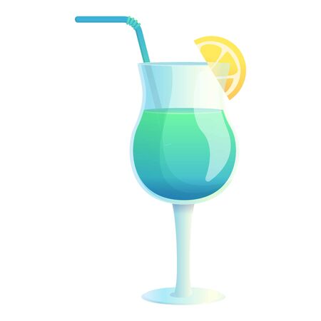 Lemon blue cocktail icon. Cartoon of lemon blue cocktail vector icon for web design isolated on white backgroundのイラスト素材