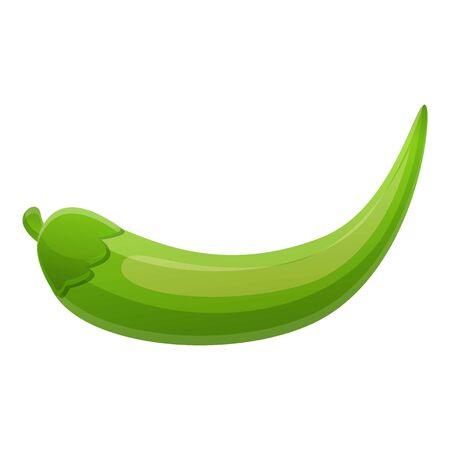 Green chili pepper icon. Cartoon of green chili pepper vector icon for web design isolated on white backgroundのイラスト素材
