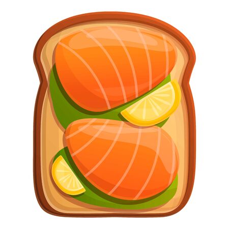 Lemon salmon toast icon. Cartoon of lemon salmon toast vector icon for web design isolated on white backgroundのイラスト素材