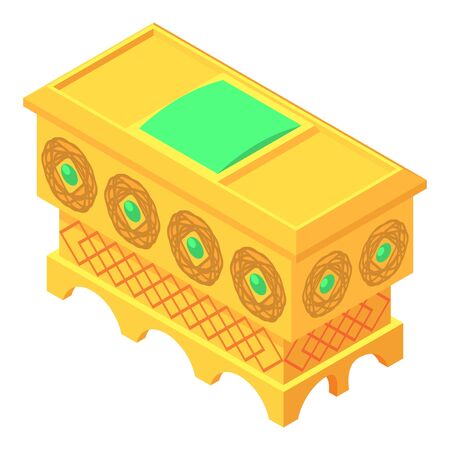 Gold chest icon. Isometric of gold chest vector icon for web design isolated on white backgroundのイラスト素材
