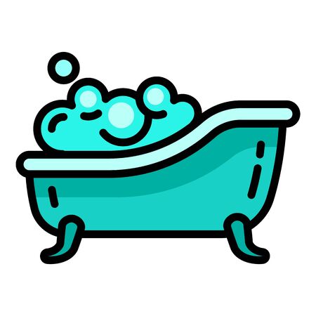 Soap foam bathtub icon. Outline soap foam bathtub vector icon for web design isolated on white backgroundのイラスト素材