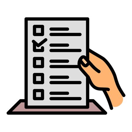 Ballot box icon. Outline ballot box vector icon for web design isolated on white backgroundのイラスト素材