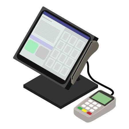 Market payment monitor icon. Isometric of market payment monitor vector icon for web design isolated on white backgroundのイラスト素材