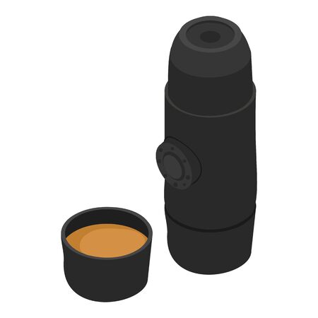 Coffee thermos bottle icon. Isometric of coffee thermos bottle vector icon for web design isolated on white backgroundのイラスト素材