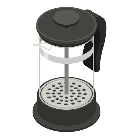 Tea press icon. Isometric of tea press vector icon for web design isolated on white backgroundのイラスト素材
