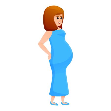Pregnant woman holding back icon. Cartoon of pregnant woman holding back vector icon for web design isolated on white backgroundのイラスト素材