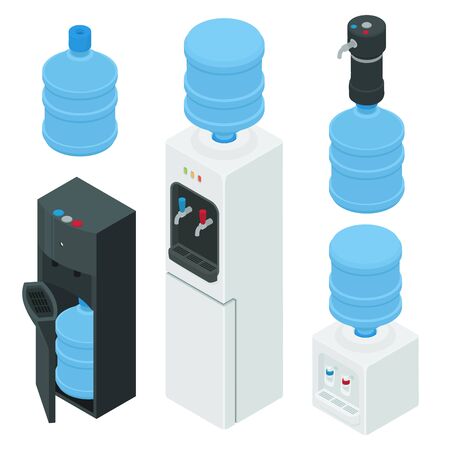 Cooler water icons set. Isometric set of cooler water vector icons for web design isolated on white backgroundのイラスト素材