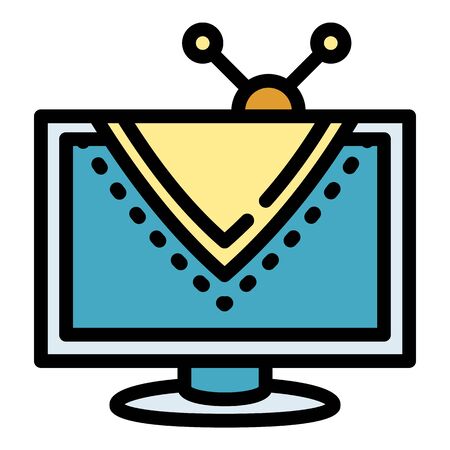 Modern tv set icon. Outline modern tv set vector icon for web design isolated on white backgroundのイラスト素材