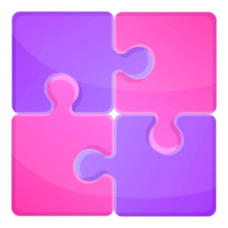 Purple puzzle icon. Cartoon of purple puzzle vector icon for web design isolated on white backgroundのイラスト素材