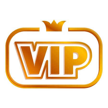 VIP inscription with a crown icon. Cartoon of VIP inscription with a crown vector icon for web design isolated on white backgroundのイラスト素材
