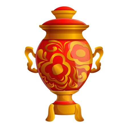 Floral design samovar icon. Cartoon of floral design samovar vector icon for web design isolated on white backgroundのイラスト素材