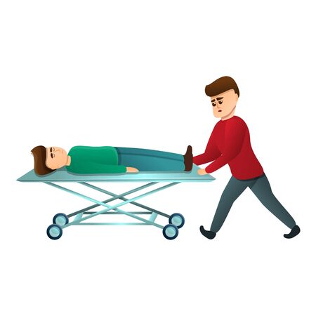 Hospital cart bed icon. Cartoon of hospital cart bed vector icon for web design isolated on white backgroundのイラスト素材