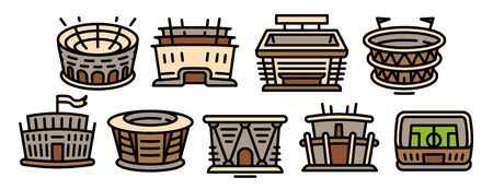 Arena icons set. Outline set of arena vector icons for web design isolated on white backgroundのイラスト素材