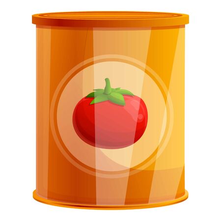 Tomato tin can icon. Cartoon of tomato tin can vector icon for web design isolated on white backgroundのイラスト素材