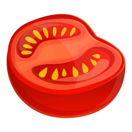Half tomato icon. Cartoon of half tomato vector icon for web design isolated on white backgroundのイラスト素材
