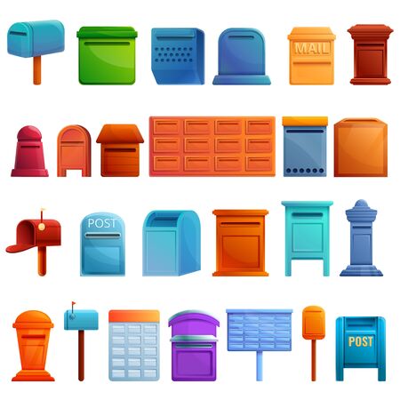 Mailbox icons set. Cartoon set of mailbox vector icons for web designのイラスト素材