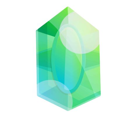 Green emerald icon. Cartoon of green emerald vector icon for web design isolated on white backgroundのイラスト素材