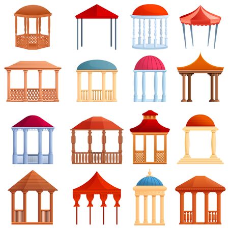 Gazebo icons set. Cartoon set of gazebo vector icons for web designのイラスト素材