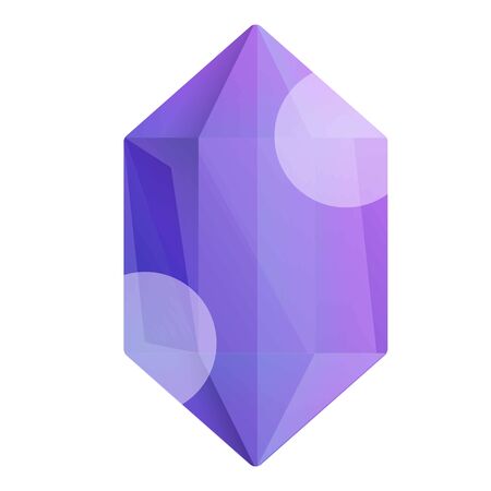 Purple crystal icon. Cartoon of purple crystal vector icon for web design isolated on white backgroundのイラスト素材