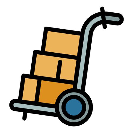 Warehouse cart icon. Outline warehouse cart vector icon for web design isolated on white backgroundのイラスト素材