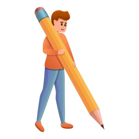 Pencil editor man icon. Cartoon of pencil editor man vector icon for web design isolated on white backgroundのイラスト素材