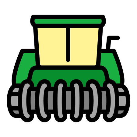Farm combine icon. Outline farm combine vector icon for web design isolated on white backgroundのイラスト素材
