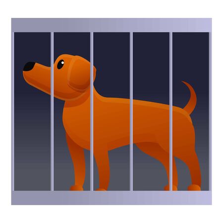 Homeless dog in cage icon. Cartoon of homeless dog in cage vector icon for web design isolated on white backgroundのイラスト素材
