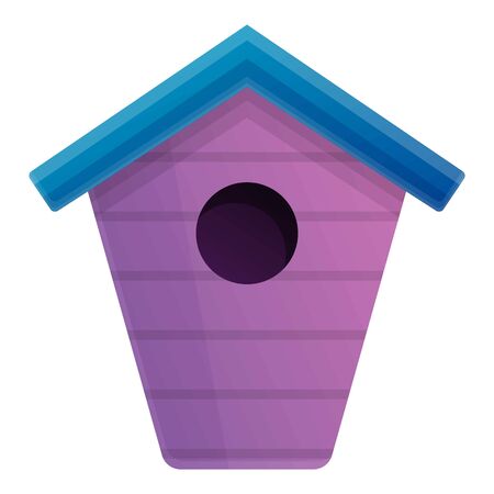 Violet bird house icon. Cartoon of violet bird house vector icon for web design isolated on white backgroundのイラスト素材