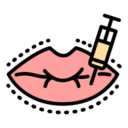 Lips injection icon. Outline lips injection vector icon for web design isolated on white backgroundのイラスト素材
