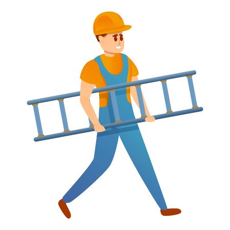 Engineer and working stair icon. Cartoon of engineer and working stair vector icon for web design isolated on white backgroundのイラスト素材