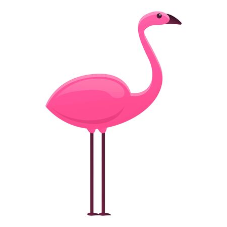 Pink flamingo icon. Cartoon of pink flamingo vector icon for web design isolated on white backgroundのイラスト素材