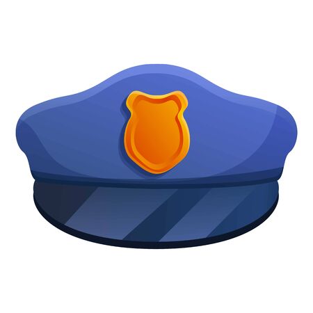 Police cap icon. Cartoon of police cap vector icon for web design isolated on white backgroundのイラスト素材