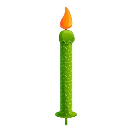 Green birthday candle icon. Cartoon of green birthday candle vector icon for web design isolated on white backgroundのイラスト素材