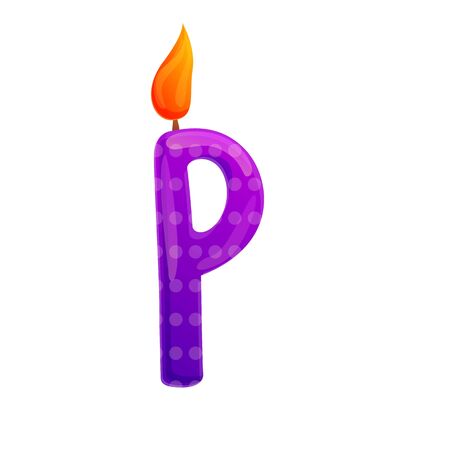 Purple birthday candle icon. Cartoon of purple birthday candle vector icon for web design isolated on white backgroundのイラスト素材