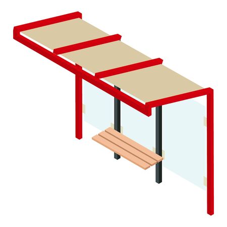 Urban bus stop icon. Isometric of urban bus stop vector icon for web design isolated on white backgroundのイラスト素材