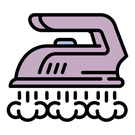 Steam iron icon. Outline steam iron vector icon for web design isolated on white backgroundのイラスト素材
