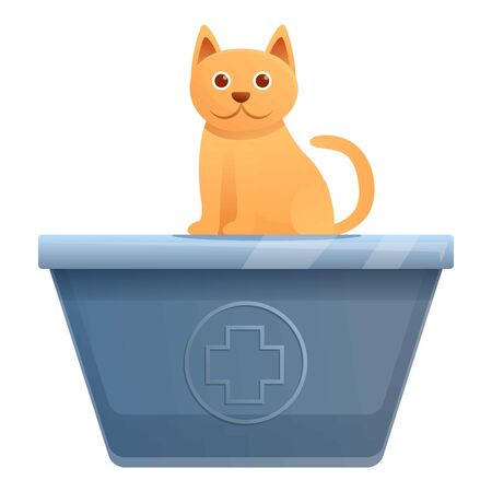 Cat on veterinary table icon. Cartoon of cat on veterinary table vector icon for web design isolated on white backgroundのイラスト素材