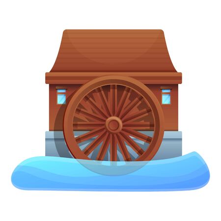 River water mill icon. Cartoon of river water mill vector icon for web design isolated on white backgroundのイラスト素材