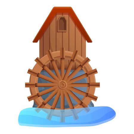 Old water mill icon. Cartoon of old water mill vector icon for web design isolated on white backgroundのイラスト素材