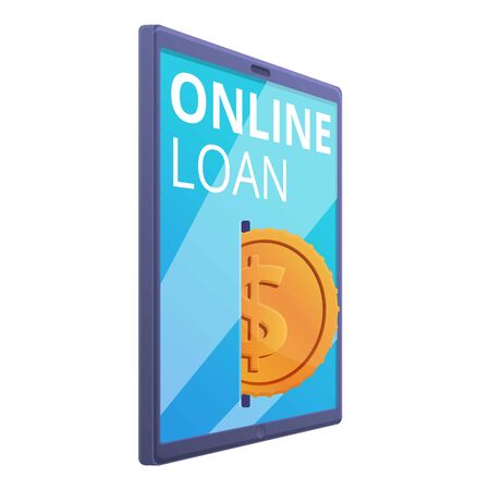 Online loan money icon. Cartoon of online loan money icon for web design isolated on white backgroundのイラスト素材