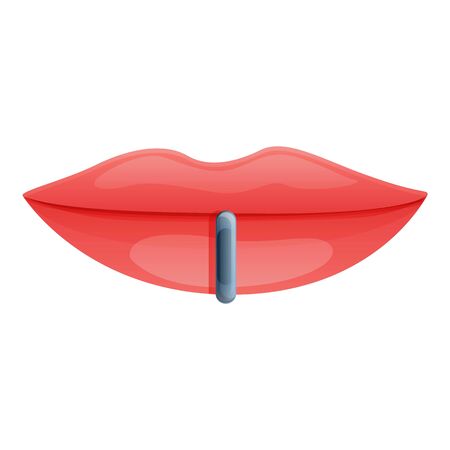 Woman lips piercing icon. Cartoon of woman lips piercing vector icon for web design isolated on white backgroundのイラスト素材