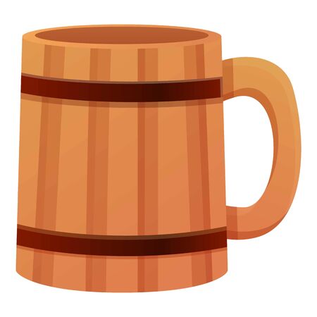 Sauna wood mug icon. Cartoon of sauna wood mug vector icon for web design isolated on white backgroundのイラスト素材